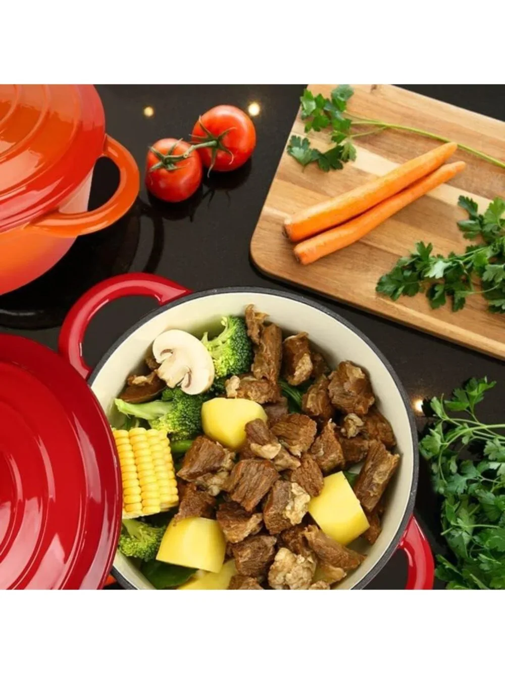 3QT Enameled Cast Iron Dutch Oven with Self-Basting Lid for Stews, Soups